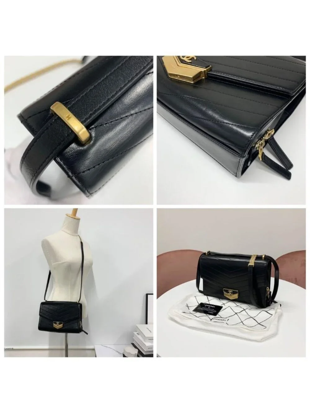 Chanel CC Logo Chez Blanc Medal Flap Stitch Shoulder Bag